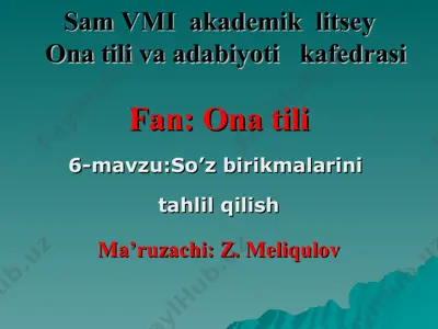 so’z birikmalarini tahlil qilish — PPT