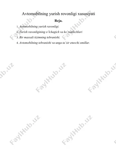 avtomobilning yurish rovonligi xususiyati — DOCX