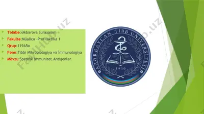 spesifik immunitet.antigenlər. — PPTX