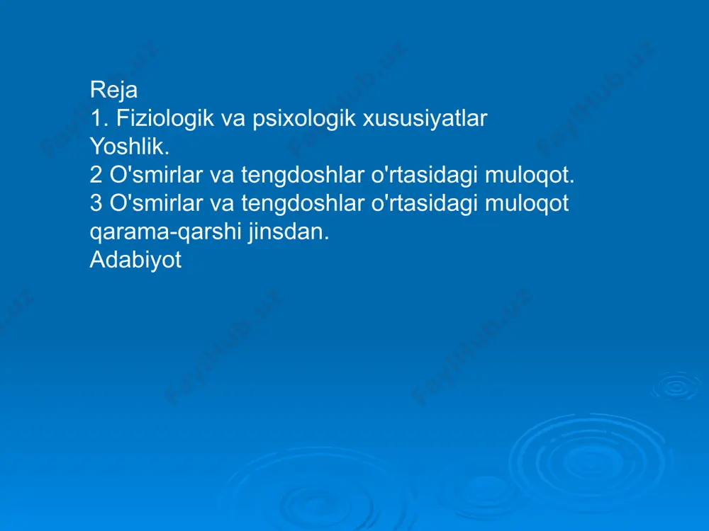 i bilan ko'proq vaqt o'tkaza boshlaydi. tengdoshlar bilan munosabatlarda o'smir o'z shaxsiyatini ro'yobga chiqarishga va muloqot qilish qobiliyatini aniqlashga intiladi. o'smirlik davrida "yolg'izlik" va "yolg'izlik" kabi tushunchalarning mazmuni haqidagi g'oyalar o'zgaradi. o'smirlar bu so'zlarni psixologik ma'no bilan to'ldiradilar, ularga nafaqat salbiy, balki ijobiy qiymat ham beradilar. shaxsiyat rivojlanishidagi yoshga bog'liq qiyinchiliklar bilan bog'liq yolg'izlik va bezovtalik hissi o'smirlarda tengdoshlari bilan muloqot qilish va guruhlashish uchun to'yib bo'lmaydigan tashnalikni keltirib chiqaradi. o'smir yangi tanishlar, sarguzashtlar va tajribalarni orzu qiladi. ichki tashvish uni uydan, tanish muhitdan uzoqlashtiradi. o'smirlarni qiziqtiradigan qiziqishlar va muammolarning o'xshashligi, ularni masxara qilishdan qo'rqmasdan va do'stlar bilan teng sharoitda bo'lishdan qo'rqmasdan ochiq muhokama qilish imkoniyati - bu kabi guruhlardagi muhitni kattalar jamoasiga qaraganda bolalar uchun jozibador qiladi. o'smirlikning o'ziga xos xususiyati - sevimli mashg'ulot. xobbi o‘smir shaxsini rivojlantirish uchun zarur, chunki... xobbi tufayli o'smirlarning moyilligi, qiziqishlari va individual qobiliyatlari shakllanadi. ular bo'linadi quyidagi turlar: 1. intellektual - estetik hobbi …