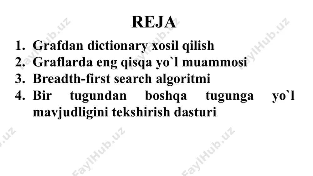 graf ma'lumotlar tuzilmasi va ular ustida amal bajarish - Page 2
