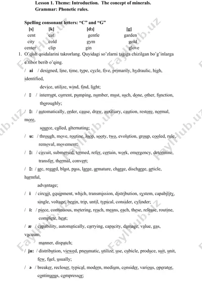 lesson 1. theme: introduction. the concept of minerals. — DOCX