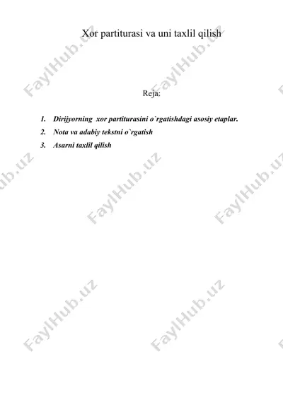 xor partiturasi va uni taxlil qilish — DOC