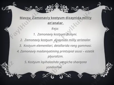 zamonaviy kostyum dizayni milliyan’analar — PPTX
