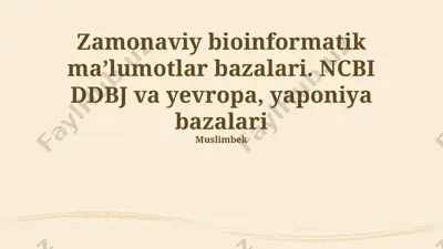 uniprotkb ma'lumotlar bazasi — PPTX