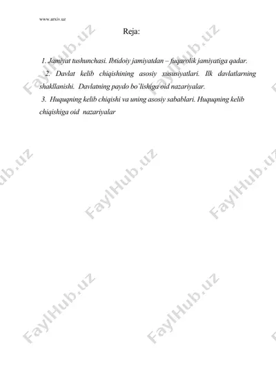 davlat va huquqning kelib chiqishi — DOC
