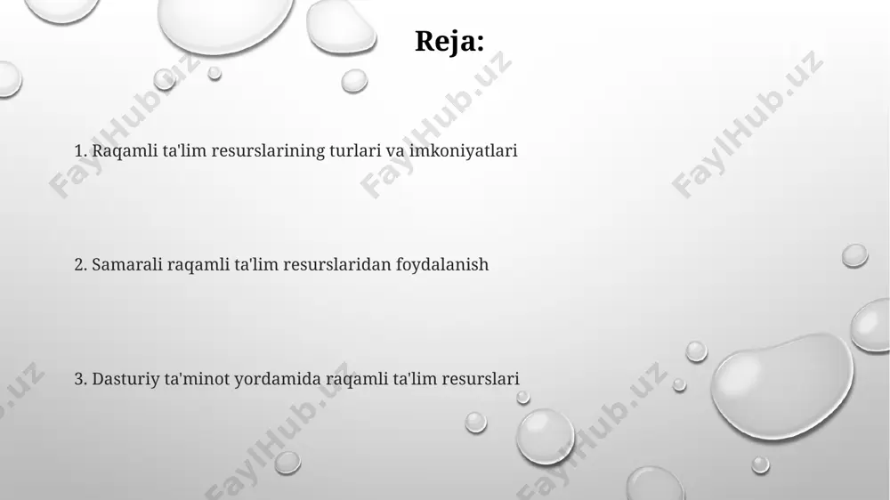 ormalari o'quvchilarga 24/7 kirish imkoniyatini taqdim etib, an'anaviy ta'limning vaqt va joy cheklovlarini yo'q qiladi, bu esa o'qish samaradorligini 15-20% ga oshirishi mumkin. ko'plab onlayn platformalar interfaol mashqlar, simulyatsiyalar va virtual laboratoriyalar kabi turli xil o'quv vositalarini taklif qilib, o'rganish jarayonini yanada qiziqarli va samarali qiladi, shu bilan birga o'quvchilarning bilim darajasini 30% ga oshiradi. ba'zi onlayn o'quv platformalarida 1000 dan ortiq kurslar mavjud bo'lib, turli fanlardan chuqur bilimlarni olish imkoniyatini beradi va shu bilan birga shaxsiylashtirilgan o'quv rejalari tuzish orqali muvaffaqiyat darajasini yaxshilaydi. raqamli kutubxonalar va arxivlar raqamli kutubxonalar o'quvchilarga 24/7 kirish imkoniyatini taqdim etib, 100 mingdan ortiq kitob va jurnallarga onlayn kirishni ta'minlaydi, shu bilan birga an'anaviy kutubxonalar bilan solishtirganda resurslarni tejaydi. raqamli arxivlar tarixiy hujjatlarni, fotosuratlarni va video materiallarni saqlash va qidirish imkonini beradi, bu esa o'quv jarayonida 50% gacha vaqtni tejashga yordam beradi va ma'lumotlarni yo'qotish xavfini kamaytiradi. o'quv maqsadlarida ishlatiladigan raqamli kutubxona va arxiv platformalari, …