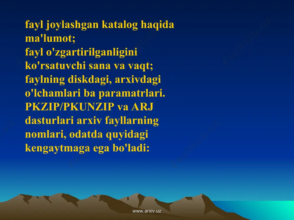 o'rsatiladi. www.arxiv.uz www.arxiv.uz e’tiboringiz uchun tashakkur! www.arxiv.uz www.arxiv.uz