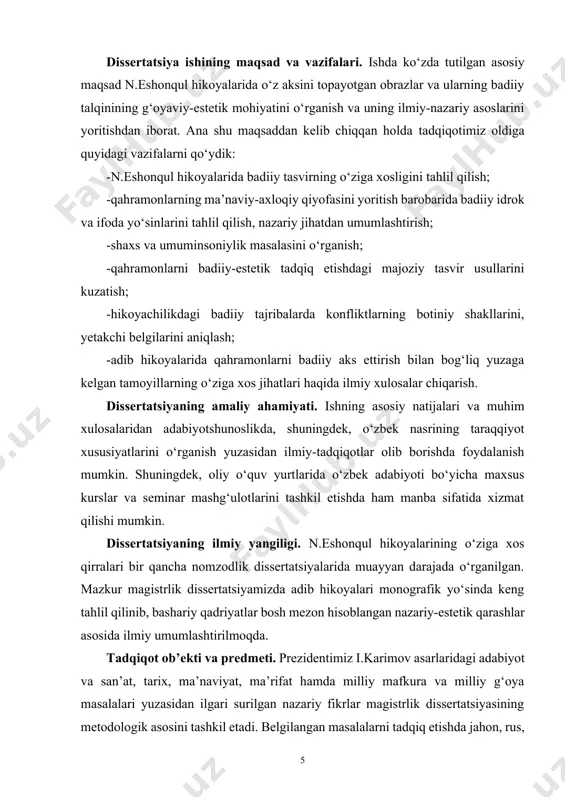 va yangilanish jarayoni kechmoqda. bu narsa birinchi galda qahramonlarning ma’naviy-intellektual faoliyatida, ruhiy hayotida namoyon bo‘layotir. ma’naviy qadriyatlarni bashariy mezonlar bilan o‘rganish va baholash, o‘zlikni anglashning o‘sishi, xalqimizning ma’naviy sarchashmalar ildizlariga qaytishi asosida mustaqillik mafkurasining poydevorini mustahkamlashga intilish ma’lum darajada hozirgi davr hikoyachiligida ham namoyon bo‘lmoqda. demak, dunyoqarashlar o‘zgarib, ularga bo‘lgan munosabatlar ham bashariy miqyos kasb etgan holda insonparvarlik xususiyatlari bugungi shaxs faoliyatining o‘zak asosiga aylandi. jamiyat asoslarini, buguni va kelajagini ezgulik va go‘zallik qonuniyatlari asosida yangilash, o‘zgartirish yangi shaxs ijtimoiy-ma’naviy faoliyatining bosh pafosi bo‘lib qoldi. hozirgi davr o‘zbek hikoyalarida badiiy ifodasini topayotgan ana shu o‘zgarishlarni nazariy va badiiy jihatdan tahlil qilish bugungi adabiyotshunosligimiz oldidagi muhim vazifalardan biridir. ta’kidlash joizki, bugungi hikoyachiligimizdagi qahramon masalasi olam va odamni yangicha idrok etib, yangi dunyoni bunyod etayotgan inson hayotini tasvirlash bilan muhim ahamiyat kasb etadi. ko‘rinadiki, adabiyot va san’at hamisha insonni ulug‘lab, tarannum etadi. insonning jamiyat, tabiat, olam sir-sinoatlari bilan aloqalari san’atning, shu jumladan, …