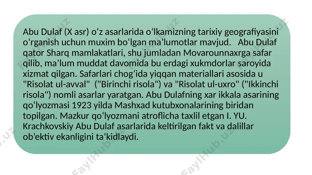 vaziri bo‘lgan. nizomulmulk saljuqiylar davlatining ijtimoiy-siyosiy xayotida katta rol o‘ynagan. u feodal tarqoqlikka barxam berish, markaziy davlat appartini mustaxkamlash, davlatning moliyaviy ishlarini tartibga solish uchun kurash olib bordi. uning nizomulmulk, ya’ni "mamlakatni tartibga soluvchi" deb atalishi xam shu sababdan. nizomulmulk 1092 yilda isfaxonda bag‘dodga ketayotganda ismoiliylar (shia mazxabi oqimi) tomonidan o‘ldiriladi. nizomulmulk davlatni idora qilish masalalariga bag‘ishlangan "siyosatnoma" asari bilan nom qoldirgan. asar 51 bobdan iborat bo‘lib, unda markaziy davlat apparatining tuzilishi va uning moliyaviy xisob-kitob ishlari, qo‘shinning tuzilishi, yuqori davlat mansablari va ularga tayinlash tartibi, qabul qilish marosimlari xamda ularni tayyorlash va o‘tkazish tartibi, mansabdorlar faoliyati ustidan nazorat qilish kabi umumdavlat masalalari o‘rtaga qo‘yilgan. "siyosatnoma"da o‘rta osiyo tarixi xaqida xam muxim va qimmatli ma’lumotlar bor. . somoniylar zamonida turk g‘ulomlarining mamlakat ijtimoiy-siyosiy xayotida tutgan o‘rni, turkiston xonlari (koraxoniylar) saroyida xizmat qiluvchi xodimlarning maishiy axvoli, somoniylar xizmatida bo‘lgan amirlarning unvonlari, xorazmshox oltintosh (11017-1032) bilan sulton maxmud /aznaviyning vaziri axmad ibn …