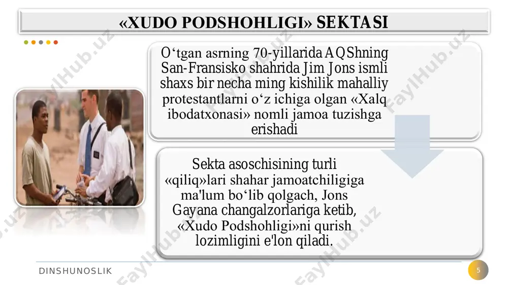 larni qonunga xilof ravishda tuzish yoki ularning faoliyatini tiklash dinshunoslik yoshlar orasida missionerlik va prozelitizmning oldini olish bo‘yicha tizimli chora-tadbirlar 19 yosh avlodni hozirgi davrda mamlakatimizda din sohasida sodir bo‘layotgan o‘zgarishlar, yaratilgan imkoniyatlar bilan muntazam ravishda tanishtirib borish ularni qiziqishlari, bilim darajalarini inobatga olgan holda yoshlarning din, shu jumladan, xalqimiz asrlar davomida e'tiqod qilib kelgan islom dini haqidagi bilimlarni va milliy-diniy an'analar asoslarini sog‘lom asosda egallashlariga ko‘maklashish missionerlikning mohiyati haqida xolis va yetarli bilimga ega bo‘lishlari hamda unga qarshi immunitetni shakllantirish dinshunoslik missionerlik va prozelitizmga qarshi kurash 20 hech bir mintaqa, hech bir davlat bunday tahdiddan holi emas bunday holatlarning oldini olish uchun esa missionerlikning mohiyatini to‘g‘ri va chuqurroq anglash, uni bartaraf etish yo‘lida maqsadli, tizimli va tadrijiy faoliyat olib borish zarur shakllangan qadriyatlar tizimi esa turli tahdidlarning oldini olishga xizmat qiladi. dinshunoslik adabiyotlar 21 oʼzbekiston respublikasining konstitutsiyasi. –toshkent: oʼzbekiston, 2018. – 76 b. 2017 – 2021 yillarda oʼzbekiston respublikasini …
