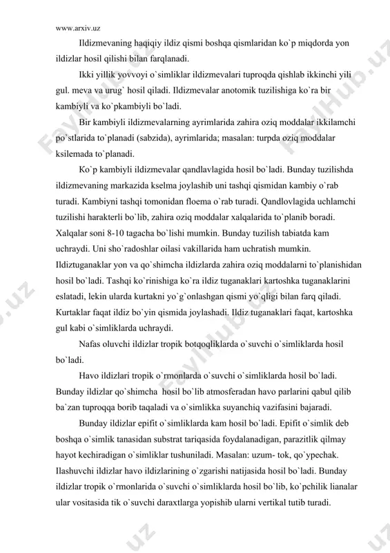 vegetativ a`zolar. ildizning vazifasi va morfologik tuzilishi - Page 5