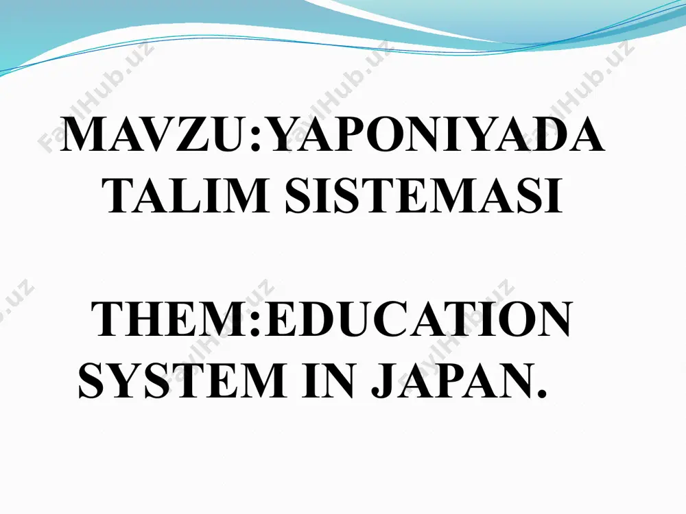 ulqlarini yomon tomonlarini, maktabdagi kamchilikni tanqid qilishni о‘rgatadilar. yaponiyada о‘qituvchi kasbiga katta e’tibor beriladi. yaponiya rivojlangan davlatlar ichida о‘qituvchining maoshi davlat raxbarlari maoshidan ham yuqori bо‘lgan yagona davlatdir. in elementary school, teachers teach children to criticize, that is, to criticize the bad aspects of their behavior, shortcomings in school. in japan, the teaching profession is given great attention. japan is the only developed country where the salary of a teacher is higher than the salary of state leaders. majburiy ta’lim. ta’limning bu pog‘onasi 6 yoshdan 15 yoshgacha bо‘lgan bolalarni о‘z ichiga oladi. 6 yillik boshlang‘ich ta’lim va 3 yillik о‘rta maktab 9 yillik majburiy ta’limni tashkil etadi va u bepuldir. muhtoj oilalarning bolalari bepul nonushta, о‘quv qurollari, tibbiy xizmat bilan ta’minlanadi. compulsory education. this level of education includes children from 6 to 15 years old. 6 years of primary education and 3 years of secondary school make up 9 years …