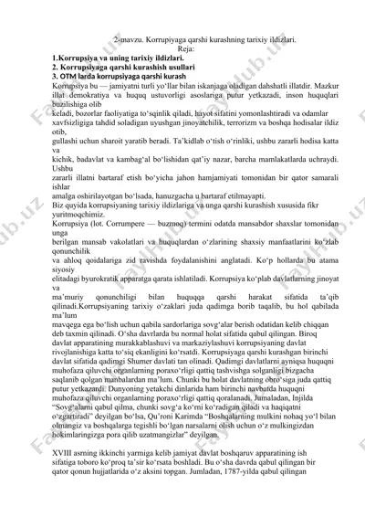 korrupsiya va uning tarixiy ildizlari — DOCX