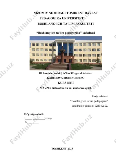 gidrosfera va uni muhofaza qilish — DOCX