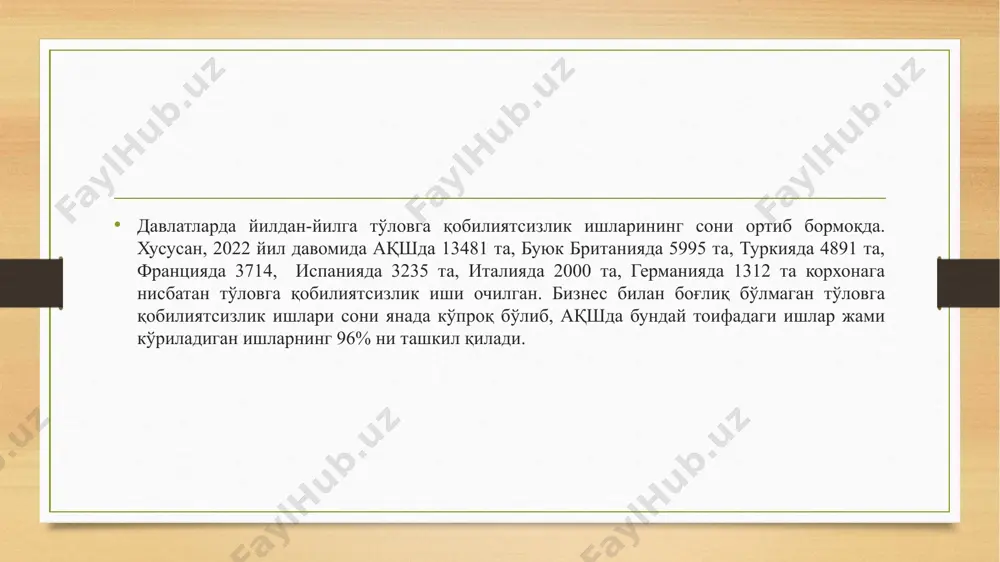 иятлари ортиқ бўлиши ҳисобланиб, қарздорни банкрот деб топишнинг асосий меъзонидир. вақтинчалик тўловга қобилиятсизлик асосида иш қўзғатилган бўлсаю, бироқ кейинчалик қарздорнинг активлари унинг мажбуриятларидан кам экан эканлиги аниқланса, қарздор банкрот деб эълон қилиниши мумкин. буюк британия тажрибасига таянган ҳолда balance-sheet тестда шартли (шартномавий) ва истиқболли мажбуриятлар ҳам инобатга олиниши белгиланиши лозим. қўлланилиш шаклига кўра санация уч тоифага ажратилади: тадбиркорлик субъектларига жорий қилинадиган судгача санация ва суд санацияси, истеъмолчиларга қўлланиладиган санация (қарзларни реструктуризация қилиш). кредиторларнинг ишончи мавжудлигида судгача санацияни қўллашга доир муносабатлар фуқаролик ҳуқуқининг умумий қоидалари билан тартибга солинади. кредиторлар томонидан қарздорга нисбатан ишонч мавжуд бўлмаса, қарздор ишлаб чиқариш фаолиятини давом еттириш учун учинчи шахслар томонидан таъминот жалб қилинади, кредиторлар қарздорга якка тартибда мурожаат қилмаслиги ва неустойка (пеня, жарималар) ҳисобланмаслиги ва бошқа молиявий санкциялар қўлланилмаслиги учун мораторий жорий этилади. қарзни узиш жадвалига мувофиқ қарздорнинг мажбуриятларини бажаришда ушлаб қолиш, закалат ёки неустойка, қарздорга мулк ҳуқуқи ёки бошқа ашёвий ҳуқуқлар асосида тегишли мол-мулк, шу …