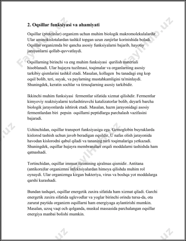 iyat korsatadi. ular mrnkning kodlarini oqib, trnk molekulalari orqali aminokislotalarni togri tartibda boglab, oqsil zanjirlarini hosil qiladi. bu jarayonni protein biosintezi yoki translation deb ataladi. translation uch bosqichdan iborat: start (boshlanish), elongation (uzayish) va termination (yakun). ribosomalar eukaryotik hujayralarda ikki turda bo'ladi: erkin ribosomalar va qo'shilgan ribosomalar. erkin ribosomalar togridan-togri sitoplazmada joylashadi va sitoplazmada funktsiya bajaruvchi oqsillarni sintez qiladi. qo'shilgan ribosomalar endoplazmatik retikulumga joylashgan bolib, u membranalar bilan bogliq yoki chiqarilish uchun moljallangan oqsillarni sintez qiladi. ribosomalar asosiy vazifasi oqsil sintezini amalga oshirish bolgani bilan, ularning strukturasi va funktsiyalari yanada chuqurroq ahamiyatga ega. misol uchun, antibiotiklarning ayrim turlari ribosomaning specifik komponentlariga hujum qilib, bakteriyalarni zaharlaydi. bunday antibiotiklar antibakterial xususiyatga ega bolib, bakteriyalarning ribosomalarida oqsil sintezini bloklayadi, bu esa bakteriyaning olimiga olib keladi. shu sababli ribosomalar va ularning komponentlari bilan bogliq tadqiqotlar tibbiyot sohasida muhim ahamiyatga ega. yana bir muhim jihat, ribosomalar evolutsion izlanish uchun muhim. ularning tuzilishi va ishlash mexanizmlaridagi …