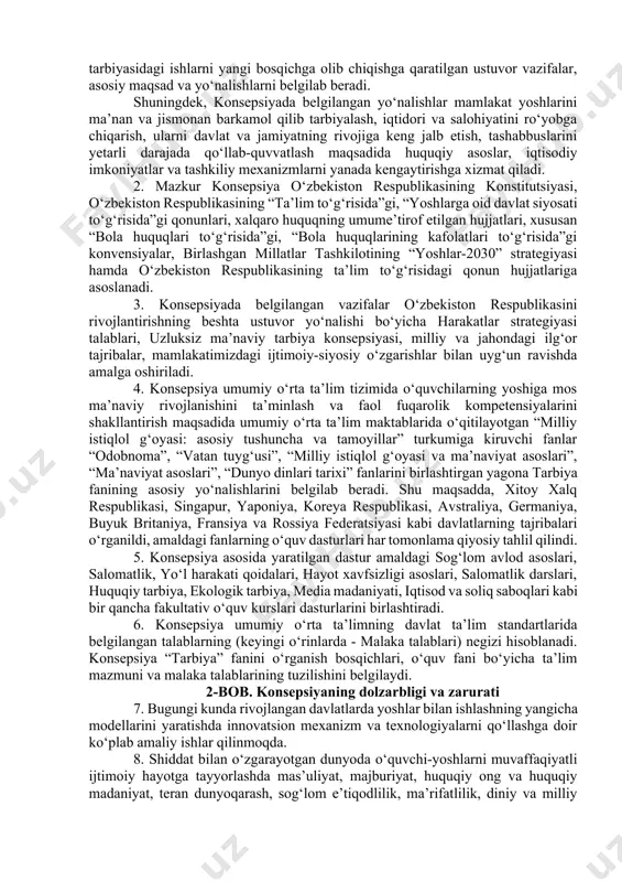 btidoiy guruh bо‘lib, tarbiyada faqat mazkur guruhga xos xususiyatlarga asoslanadi. statistika agentligining ma’lumotlariga ko‘ra, 2022-yil davomida o‘zbekiston respublikasi hududida 48 734 ta nikohdan ajralish holatlari qayd etilgan. har ming nafar aholiga to‘g‘ri keladigan nikohdan ajralishlar soni 1,4 tashkil etgan. hududlar kesimida nikohdan ajralish holatlari soni: qoraqalpog‘iston respublikasi – 2067 ta, andijon viloyati – 5019 ta, buxoro viloyati – 2561 ta, jizzax viloyati – 1728 ta, qashqadaryo viloyati – 3472 ta, navoiy viloyati – 1430 ta, 72 oʻzbekiston respublikasi prezidenti shavkat mirziyoyev 2020-yil 27-dekabr kuni muhammad al-xorazmiy nomidagi maktabda yoshlar bilan uchrashuvdagi so‘zlagan nutqi. namangan viloyati – 4394 ta, samarqand viloyati – 4907 ta, surxondaryo viloyati – 2810 ta, sirdaryo viloyati – 1764 ta, toshkent viloyati – 5098 ta, farg‘ona viloyati – 5445 ta, xorazm viloyati – 2138 ta, toshkent shahri – 5901ta. masalan: aksariyat manbalarda uy xo‘jaligini yuritish, naslni davom ettirish, farzandlarni tarbiyalash hamda oila a’zolarining o‘zaro yordami kabilar hozirgi …