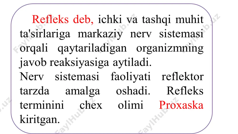 aydi, ko’rsatkich barmoq yoki qo’l panjasi titraydi. oliy nerv faoliyati tiplari sangvinik flegmatik melanxolik xolerik -siz quvnoq va xushchaqchaqsiz. -boshlagan ishni oxiriga yetkazmaysiz. -yangi davraga, sharoitga tez moslashasiz. -har qanday yangi ishni qiziqish bilan boshlaysiz. -baland va tez gapirasiz. -doim yaxshi kayfiyatdasiz. -tez chalg’iysiz. -o’zingizga baho berishni yoqtirasiz. -chidamli va mehnatga layoqatlisiz. -ishbilarmonsiz. sangvinik -siz bosiq va sovuqqonsiz. -siz ehtiyotkor va o’ylanuvchan. -siz kutishni bilasiz. -siz kam gap quruq gaplarni yoqtirmaysiz. -siz xotirjam gapirasiz. -siz chidamli va o’zingizni tutib olgansiz. -boshlagan ishni oxiriga yetkazasiz. -jaxlingizni oson tutib turasiz. -xamma bilan bir xil muomuladasiz. -yangi sharoitlarga moslashishga qiynalasiz. flegmatik -siz bir joyda o’tira olmaydigan xovliqmasiz. -chidamsiz va jaxldorsiz. -sabr-toqatlisiz. -siz odamlar bilan muomulada dangalchi va betga choparsiz. -qaysarsiz. -tez gapirasiz. -tez javob qabul qilasiz. -maqsadingizga erishmay qo’ymaysiz. -kayfiyatingiz tez-tez o’zgarib turadi. -hamma yangi narsalarni yoqtirasiz xolerik -siz uyatchan va soddasiz. -yangi vaziyatda o’zingizni noqulay xis qilasiz. -o’z kuchingizga ishonmaysiz. -tez charchaysiz. …