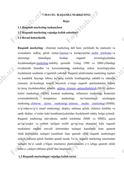 raqamli marketing — DOC