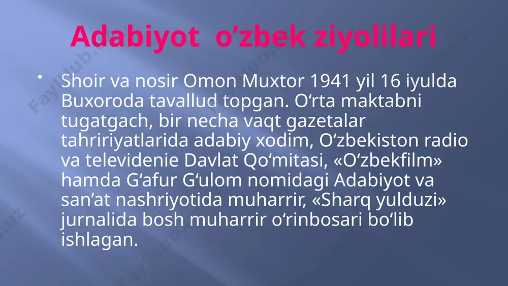 boʻyicha qahhor anʼanalarini davom ettirgan ijodkordir. uning«sobiq», «qoplon», «oʻrik domla», «mening doʻstim babbaev», «muzey», «boʻri ovi», «xandonpista» kabi koʻplab hajviyalarida inson tabiatidagi qusurlar badiiy tadqiq etiladi. u nizomiy nomidagi pedinstitutda bir muddat oʻqigach, 1941 yilda «mushtum» jurnalida ishladi. 1942—1943 yillarda respublika radiosida, 1943—1947 yillarda «qizil oʻzbekiston» gazetasida, 1948—1950 yillarda «sharq yulduzi» jurnalida mehnat qildi. 50-yillar boshida millatchi sifatida bir necha yil qamalib ham chiqdi. milliy istiqlol yoʻlidagi xizmatlari uchun said ahmad 1999 yilda oʻzbekiston qahramoni unvoniga sazovor boʻlgan. said ahmad hikoyanavis sifatida tanilgan. uning «choʻl burguti», «lochin», «boʻston», «toʻyboshi», «jimjitlik», «turnalar», «hayqiriq», «alla»,«muhabbatning tugʻilishi», «qorakoʻz majnun» singari oʻnlab hikoyalarida sadoqat, mehr, odamgarchilik, ishonch, eʼtiqod singari maʼnaviy qadriyatlar taʼsirchan aks ettirilgan. adib hikoyalarida inson ruhiyati tovlanishlarini koʻrsatishga katta eʼtibor berganligi uchun ham bitganlari zavq bilan oʻqiladi va u prozaning shoiri hisoblanadi. yozuvchi hajviy hikoyalar yaratish boʻyicha qahhor anʼanalarini davom ettirgan ijodkordir. uning«sobiq», «qoplon», «oʻrik domla», «mening doʻstim babbaev», «muzey», «boʻri ovi», …