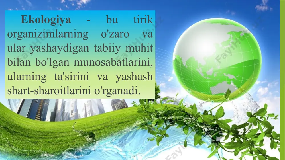 hida noyob o`simlik va hayvon turlari muhofaza qilingan. bu agrar bosqich deb yuritiladi. keyinchalik insonlarning atrof tabiiy muhitga ta’siri kuchayib borgan. 3. o`rta asrlarga kelib aholi soni 500 mln. kishidan ortgan. o`rta osiyoda dastlabki ekologik bilimlar vujudga kelgan. yevropada uyg`onish davrida ekologik bilimlar rivojlangan. xviii asrning oxirlarida, 1784-yilda bug` mashinasining ixtiro qilinishi bilan insoniyat tarixidagi industrial bosqich boshlangan. bu davrga kelib inson xilma-xil tabiiy resurslardan foydalana boshlagan, antropogen modda almashinuvining ko`lami oshgan. 4. xix asrda aholi soni 1 mlrd. kishidan oshgan, tabiiy resurslarni qazib olish va ishlatish hajmi o`sgan, ayrim o`simlik va hayvon turlari qirilib ketgan. atrof-muhitning ifloslanishi kuchaya boshlagan. xix asrning ikkinchi yarmidan jamiyat tarixidagi texnogen bosqich ajratiladi. 5. aholi sonining o`sishi, tabiatga ta’sirning kuchayishi natijasida mahalliy, regional, dunyo miqyosidagi global ekologik muammolar kelib chiqdi.yadro energiyasidan keng foydalanila boshladi. inson kosmosga chiqib, oyni zabt etdi. jamiyat taraqqiyotining noosfera(―noos-aql, ―sfera-qobiq) bosqichiga o`ta boshladi. atrof-muhit ifloslanishi va tabiiy resurslardan noto‘g‘ri foydalanish …