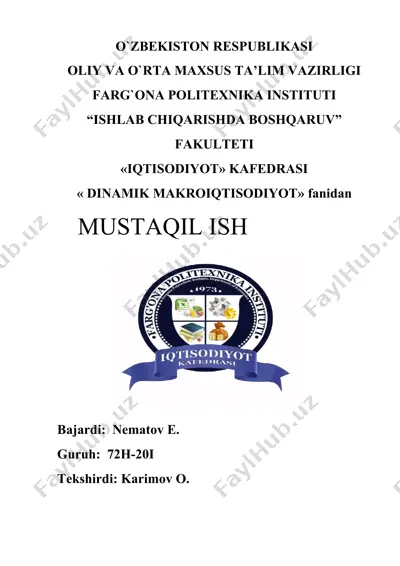dinamik makroiqtisodiyot taqdimoti — DOCX