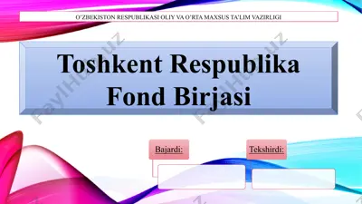toshkent respublika fond birjasi — PPTX