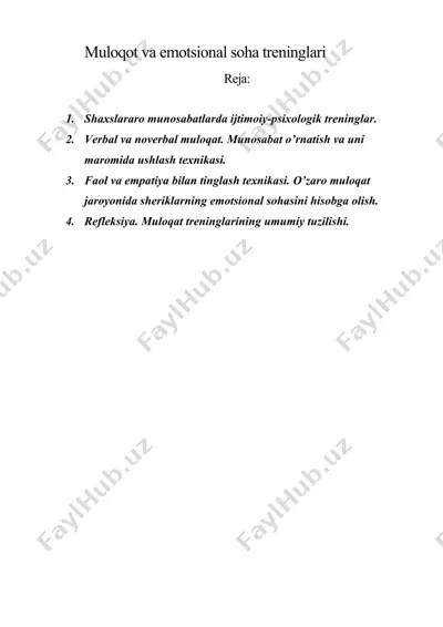 muloqot va emotsional soha treninglari — DOCX