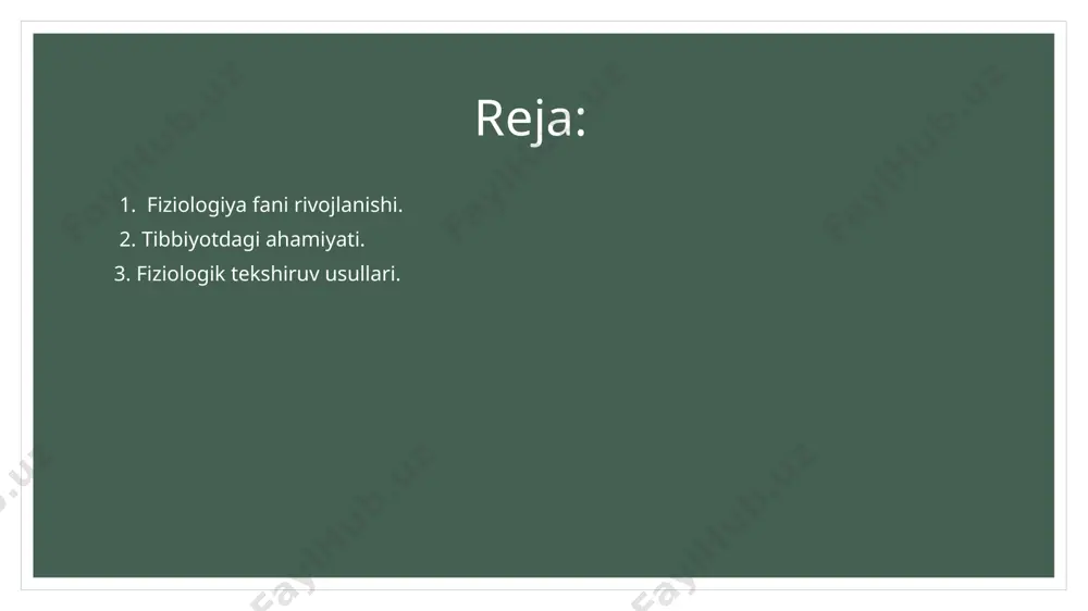 boshqa metodlar) yordamida oʻtkaziladi. yaxlit organizm funksiyasini oʻrganishda elektroensefalografiya, elektrokardiografiya, miografiya, biotelemetriya metodlaridan foydalaniladi. fiziologiya sohasidagi dastlabki maʼlumotlar tibbiyot bilan bogʻlangan boʻlib, qadimdan maʼlum. gippokrat ishlaridayoq organizmdagi suyuklik, suyuq va quyuq moddalar nisbati toʻgʻrisida xabar beriladi. aristotel "hayvonlar qismlari toʻgʻrisida"gi asarida bir qancha ichki organlar funksiyasi toʻgʻrisida yozadi. galen ishlarida fiziologiyaga katta ahamiyat berilgan. u. nerv sistemasi, yurak va boshqa organlarning umumiy funksiyasi toʻgʻrisida maʼlumot beradi. uygʻonish davrida dastlab organizmlar har xil sistemalarining anatomik tuzilishi, keyinchalik fiziologik funksiyasi jadal oʻrganila boshlandi (a.vizaliy, m.malpigi va boshqa ishlari). hayvonlar ustida keng miqyosda tadqiqotlar olib borilishi natijasida u. garvey kon aylanish sistemasini ochdi (1628); r.boyl hayvonlar hayotida havoning ahamiyatini koʻrsatib berdi (1660); a.lavuazye bu jarayonda kislorodning ahamiyatini aniqladi va hosil boʻladigan issiqlik miqdorini oʻlchadi (1775). r.dekart miya funksiyasining qaytarish (reflektorlik) xususiyati toʻgʻrisida oʻz fikrini bildirdi (1649); uning bu fikrini 2 asrdan soʻng fransiya olimlari j.legallua, p.fluransa, fiziologiyamajandi, ingliz olimi m.xoll va ch.bella tajribalar …