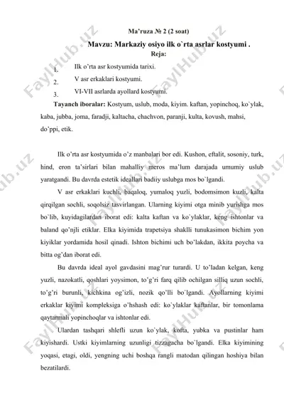 ilk o'rta asr kostyumi — DOC