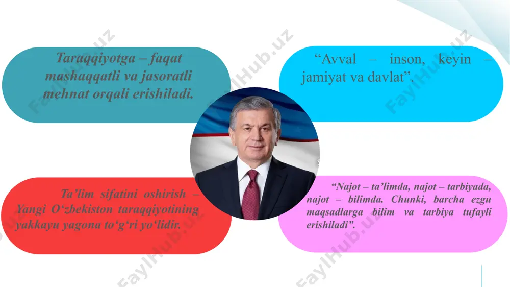 ir” 2. umumiy inkor mulohazalar: “hech bir s – p emas” 3. juz’iy tasdiq mulohazalar: “ ba”zi s – p dir” 4.juz’iy inkor mulohazalar: “ ba’zi s – p emas” mulohaza klassik formal mantiqda mulohaza tafakkur shakllaridan biri sifatida tushunchadan keyin o‘rganiladi. 1.2. mulohaza doimo tasdiq yoki inkor shakldagi fikrdan iborat bo‘ladi. “yo‘lbars yirtqich hayvon”. 1.1. mulohazaning asosiy vazifasi predmet bilan uning xususiyati, predmetlar o‘rtasidagi munosabatlarni ko‘rsatishdir. 1.3. bilimlarimiz turlicha bo‘lgani uchun ularni ifodalaydigan mulohazalar ham har xil bo‘ladi. i oddiy mulohazalar: «oddiy mulohaza-tamoyili» oddiy mulohazalar ikki tamoyilga: miqdori va sifatiga ko‘ra- miqdoriga ko‘ra- yakka, umumiy va juz’iy. ikkinchi tamoyil- ya’ni tasdiq yoki inkor. mulohazalarning sifatini mantiqiy bog‘lama belgilaydi. ayniyat atributiv “hamma daraxtlar o‘simliklardir” va “hech bir o‘simlik hayvon emas”. “butun bo‘lakdan katta”. “ikki – uchdan kichik son” ikkita, uchta va hokazo pradmetlar o‘rtasida muayyan munosabatlarning bo‘lishi yoki bo‘lmasligini ifodalaydi. mavjudlik “kutubxonada mantiq darsligi bor”. ayniyat - “alisher navoiy “mahbub …