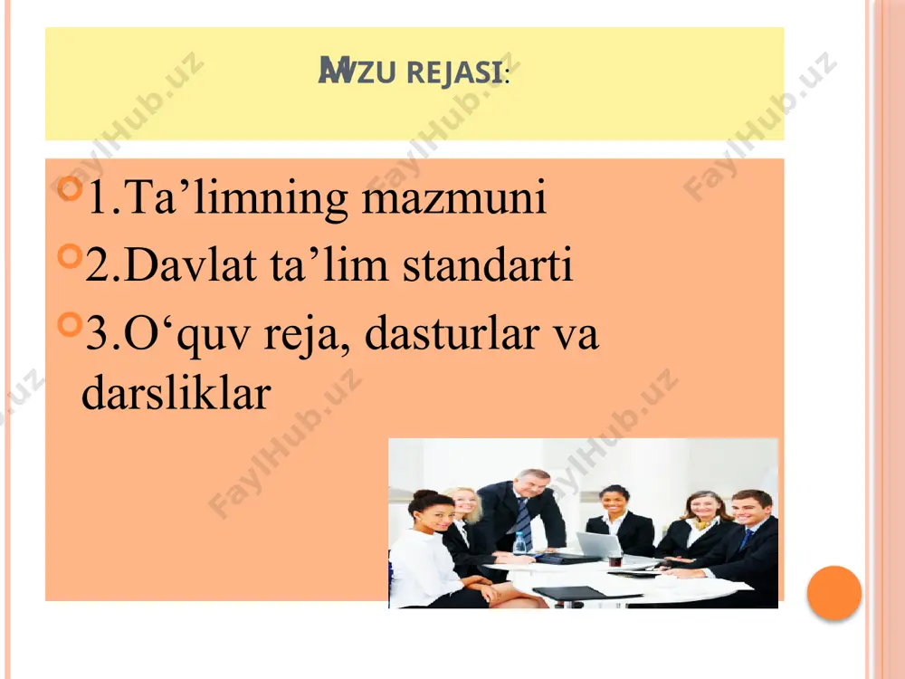 ffaqiyatli hal etish uchun o‘qituvchida o‘z kasbiga layoqat bo‘lishi lozim. layoqatlilik pedagogik mehnatni muvaffaqiyatli bajarishga qodir bo‘lishdir. bu avvalo, pedagogik kasbning ijtimoiy roli va zaruriyatini yaqqol tasavvur qila olishida ko‘rinadi. bundan tashqari o‘qituvchi, o‘quvchiga o‘z faoliyatining ob’ekti sifatida qiziqib qarashi, uning ehtiyoj va xususiyatlarini tushuna bilishi lozim. bundan tashqari o‘quvchi ta’lim jarayonida har bir o‘quvchi-talabaning bilimi va tarbiyalanganlik darajasini aniqlay olishi va hisobga olishi, o‘quv materiallarini to‘g‘ri tanlay bilishi, tahlil qila olishi va umumlashtira bilishi pedagogik mahorat uchun zarur bo‘lgan ta’lim usullari, vositalari va shakllarini mukammal bilish, o‘quvchiga nisbatan talabchan bo‘lish pedagogik vaziyatga qarab ulardan o‘rinli foydalana olish, ta’lim natijalarini dastlabki va keyingi ko‘rsatkichlar bilan taqqoslash, tahlil qilish va xulosalash kabilar, xullas, o‘qituvchi keng ko‘lamdagi didaktik bilimlarga, pedagogik mahoratga ega bo‘lishi lozim. ta’lim mazmuni me’yoriy va rasmiy xujjatlardi o‘z aksini topadi: dts o‘quv dastur darslik o‘quv reja davlat ta’lim standartlari о‘rta maxsus, kasb-hunar ta’limi mazmuni va sifatiga qо‘yiladigan talablarni belgilaydigan …