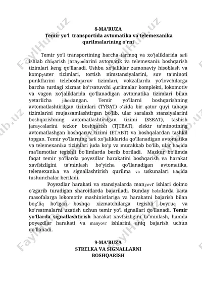 temir yо’l transportida avtomatika va telemexanika qurilmalari — DOCX