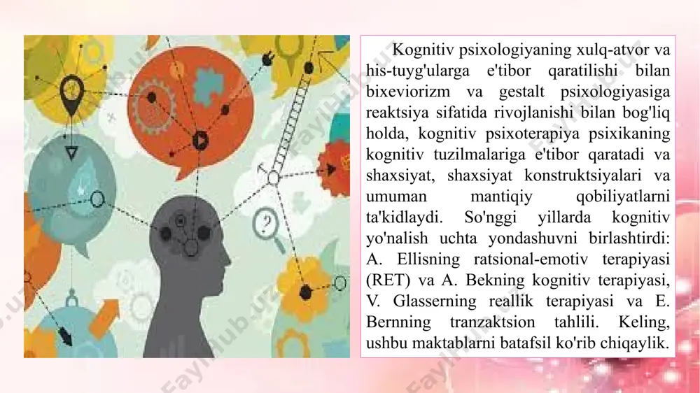 langan edi. u.glasser deviant xulq-atvorga ega qizlar maktabida ishlagan holda, o‘z konsepsiyasini ishlab chiqdi, uning asosiy maqsadi voqelik kontekstida qanday bo‘lsa, shundayligicha mas’uliyatli va real xulq-atvorga o‘rgatishdir. e’tiboringiz uchun rahmat image1.jpeg image2.png image3.png image4.png image5.png image6.png image7.jpeg image8.png image9.png image10.png image11.png image12.jpeg image13.png image14.png image15.png /docprops/thumbnail.jpeg