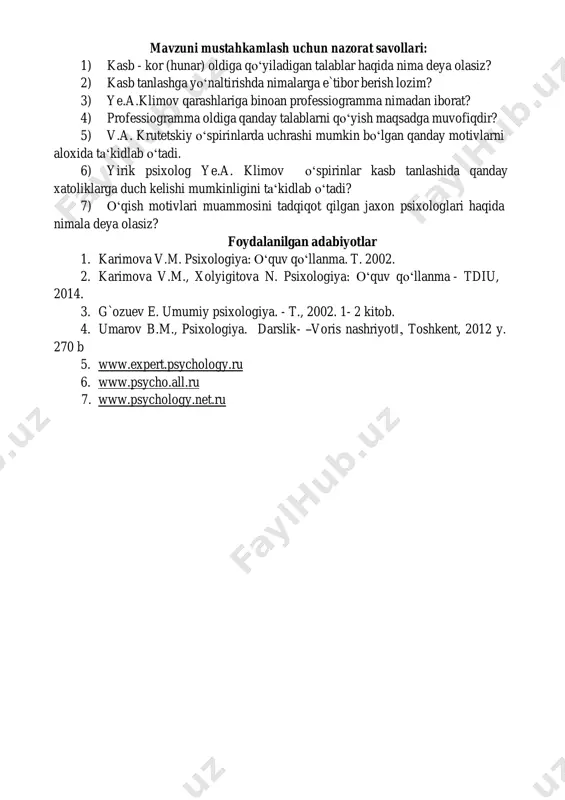 na, sezish va idrok qilish xususiyatlarini, asab tizimining muvofiqlashishi mumkinligini bilmaydilar. shuning uchun yuqorida bayon qilib o‘tilgan xatolarga yo‘l qo‘yadilar. biroq xozirgi davrda bunday ko‘ngilsiz xolatlarning oldini olish imkoniyatlari mavjud. buning uchun quyidagi pedagogik psixologik va ijtimoiy xususiyatli umumiy tomonlarga aloxida e‘tibor berish maqsadga muvofiq. o‘qish motivlari muammosini tadqiqot qilgan jaxon psixologlari ularni ikki kategoriyaga yoki guruhga ajratib tekshirishni lozim topadilar. birinchi kategoriyaga taalluqli motivlar o‘quv faoliyatining mazmuni, moxiyati hamda uning jarayonlari, sharoitlari bilan bevosita uyg`unlashgandir. ikkinchi kategoriyaga kiruvchi motivlar tizimi o‘quvchilarning atrof - muxit bilan keng ko‘lamdagi o‘zaro munosabatlariga ularning begona, o‘zga kishilar bilan muomalaga kirishish extiyojiga, ijtimoiy turmush voqeliligiga nisbatan shaxsiy qarashiga bog`liqdir. o‘quv faoliyati mazmuni bilan uzviy bog`liq motivlar tizimini shartli ravishda ikki guruhga ajratib, ularni ijobiy (musbat, pozitiv) va salbiy (manfiy, negativ) deb nomlash mumkin. bunday atamalarni qo‘llashdan asosiy maqsad maxalliy an‘ana, ijtimoiy tajriba (stereotipizatsiya darajasidagi ta‘sirchan kuchli tashqi omil) ekstremal xolat ta‘sirida keskin ruxiy burilishlar …
