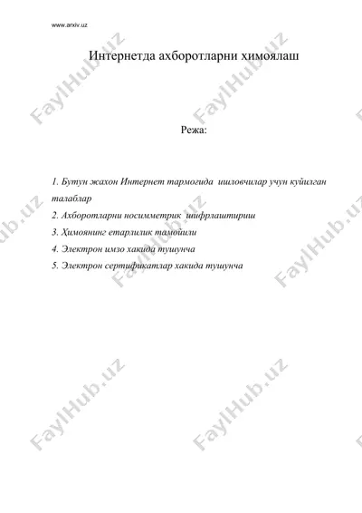 интернетда ахборотларни химоялаш — DOC