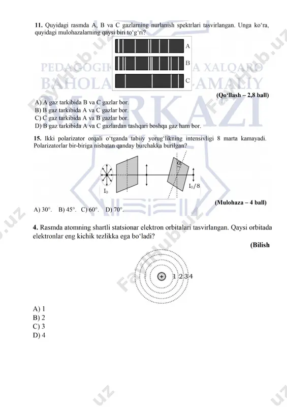 fizika fanini o‘zlashtirish testi - Page 4
