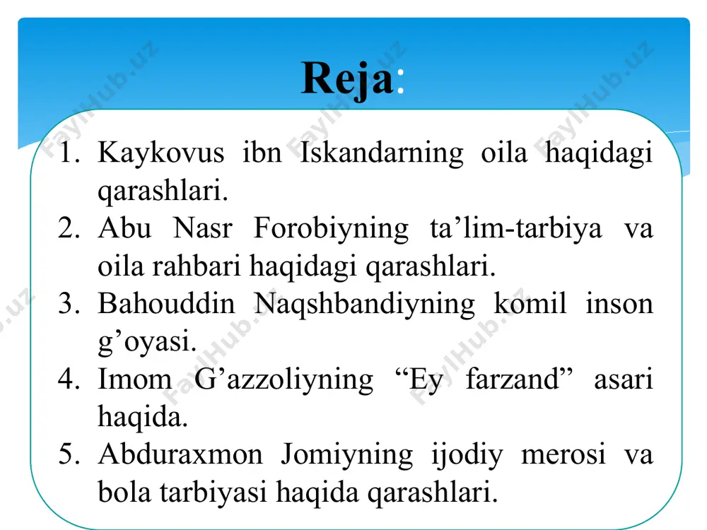 ir ish talabiga bora olur va o’zin maishatlig’ tutar. qiz har na boring bo’lsa, avval burun qizga bergil va uning kamchiligin tuzatgil. tezroq uni bir kishiga band etgil, toki uning g’amidan qutilg’aysan. agar qizing erga tegmagan bo’lsa, uylanmagan yigitga topshirg’il, toki unga ko’ngil bog’lasin va ul bunga ko’ngil bog’lasin (“qobusnoma” - 108 bet). kuyov tanlaganda ham chiroyli, sog’lom, shirin so’z bo’lishiga e’tibor bergil, qizingni hech qachon qul kabi sotmag’il. qiz bilan yigit bir-birlariga har tomonlama mos bo’lmoqlari kerak, shunda har ikkalasi chiroyli va mustahkam oila quradi. bunday oilada tug’ilgan farzand sog’lom, baquvvat va chiroyli bo’ladi. “kuyov tanlash nazdida” (qobusnoma) kaykovus farzandiga qarata poklik haqida o’git berib, “tan va libosingni pok tutgil va hozirjavob bo’lg’il” deya uqtiradi. poklik salomatlik negizidir. “har bir shaxs munosib odam, unga ta’lim va tarbiya zarurdir. u ta’lim orqali nazariy kamolotga erishadi, tarbiya orqali esa, kishilar bilan muloqotning qadr-qimmatini va amaliy faoliyatni o’rganadi”. forobiy bolalarning fe’l–atvoriga qarab …