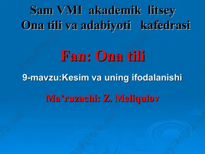 sam vmi akademik litsey ona tili va adabiyoti kafedrasi — PPT