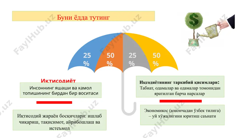 ди? с абулла авлоний ушбу фикрлар муаллифи бўлган шарқ мутафаккири ким? ҳайвон табиат неъматларига қаноат қилади. одамаларга эса табиат неъматлари камалик қилади. улар овқат, кийим-кечак, уй-жойга эҳтиёжи сезадилар. ҳайвон табиат неъматларни тайёр ҳолда ўзлаштириб олади. одам эса ўз меҳнати билан ўзига овқат, кийим, турар жой яратади. шу мақсадда инсон деҳқончилик ва ҳунармандчилик билан шуғулланиши керак д абу али ибн сино иқтисод деб, пул ва мол каби неъматларнинг қадрини билмоққа айтилур.мол қадрини билувчи кишилар ўринсиз ерга бир тийин ҳам сарф қилмас, ўрни келганда сўмни ҳам аямас. ушбу фикрлар муаллифи бўлган ўзбек педагоги ким? е уй хўжалигини юритиш саънати 1 2 3 4 5 б а е д с саволларни ўйлаб кўринг ва эслаб қолинг? ҳар бир шахс мулкдор бўлишга ҳақли ўзбекистон республикасининг конститутциясининг нечанчи моддаси келтирилган? а 107- модда жисмоний шахсларнинг соллиққа оид ҳуқуқбузарликлар содир этганлиги учун жавобгарлик ўн олти ёшдан бошлаб вужудга келади. ўзбекистон республикасининг солиқ кодексининг нечанчи моддаси келтирилган? …