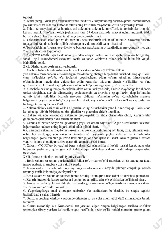 r shaxs quyidagi odob-axloq normalari-tamoyillarini yod olishi va amal qilishi shart, aks xolda murabbiy yoki kurashchi degan nomga noloyiq deb xisoblanadi. murabbiy ustozlar odobi tamoyillari shogrdlaridan birortasi yomon kurash tshsa, jerkib tashlamasin, balki mloyimlik bilan tshuntirsin. ustoz pok niyatli va nqsonsiz inson bo’lsin kurash ilmining barcha nozikliklarini mfassal bilishi shart. shogrdlariga mehribon bo’lsin shogirdiga kupchilik orasida dakki berib, izza qilmasin. shogrdlarini poklikka da’vat yetsin. shogrdlari mol- mulkiga ta’magir bo’lmasin. har bir shogrdning qobilyatiga qarab ta’lim bersin. baxil bo’lmasin shogrdlaridan hech narsani ayamasin. o’z stozini doimo xotirlab yurishi shart kurashchilar odobi tamoyillari to’g’ri so’z va to’g’ri fikirli bo’lishi. yaxshi muomalali bo’lishi. ko’rinishi. kiyim kechagi toza orasta. yaxshi axloqli bo’lishi. pok niyatli bo’lishi. hech kimga xasad qilsh yemas. havas qilish. ustozlarning aytganlarini sidqidildan bajarish. baxil bo’lmaslik. dilozor bo’lmaslik odamlar kunglini topuvchi bo’lish. boshqa shogirdlar hamkasiblar bilan tilda va dilda do’st ittifoq bo’lish. o’z kuchiga mag’rur bo’lmaslig kerak. raibning mag’lbiyatidan quvonmaslik. ustoz oldida …