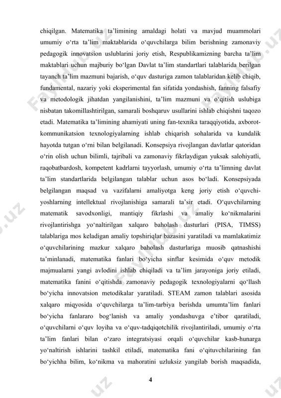 muhit - axborot ta’lim platformasi ishga tushiriladi, va unga matematika fani bo‘yicha elektron kutubxona, darslarning o‘quv-uslubiy ta’minoti bilan bog‘liq bo‘lgan barcha electron resurslarni, video darslarni, virtual laboratoriya, multimediali interaktiv animatsion ilovalar joylanadi. kurs ishining maqsad va vazifalari: arifmetik amallarni yechishga o’rgatishda pedagogik texnologiyalardan foydalanish asoslari haqidagi ma’lumotlarni umumlashtirish va qisqacha tavsiflash. arifmetik amallarni o’rgatishda pedagogik texnologiyalardan foydalanish pedagogik asoslarini ishlab chiqish.arifmetik amallarni yozma va og’zaki hisoblashda pedagogik texnologiyadan foydalanishni o’rganish va tahlil qilish. kurs ishi ob’yekti va predmeti: arifmetik amallarni yechishga o’rgatishda pedagogik texnologiyalardan foydalanish. matematika darslarida arifmetik amallarni o’rgatish metodikasi.nomanfiy butun sonlar ustida arifmetik amallarni o’rgatish metodikasi. «o‘nlik», «yuzlik» va «minglik» mavzusida arifmetik amallarni yechishga o‘rgatishning umumiy masalalari kurs ishning tadqiqot uslubi va uslubiyoti: ilmiy ommabop manbalardan to’plangan ma’lumotlar tahlil qilib,xulosa va takliflar qilish. kurs ishi tuzilishi: bajarilgan kurs ishi kirish qismi, ikkita bobdan va qilingan xulosalardan iborat. ishda o’rganilishi e’tiborga olingan ma’lumotlar tushunarli ravishda ifodalash uchun chizma jadvallar …