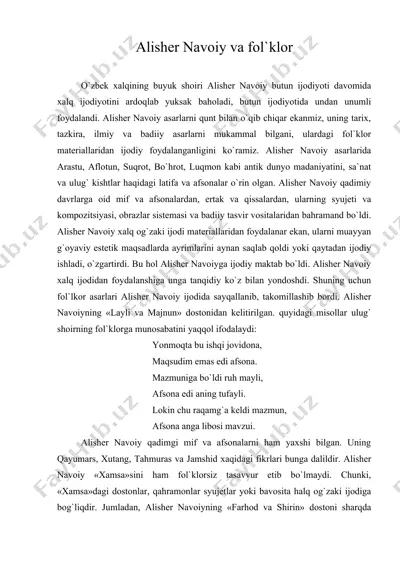 alisher navoiy va fol`klor — DOC