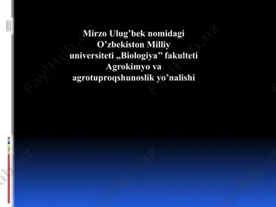 agrokimyo va agrotuproqshunoslik yo’nalishi — PPT