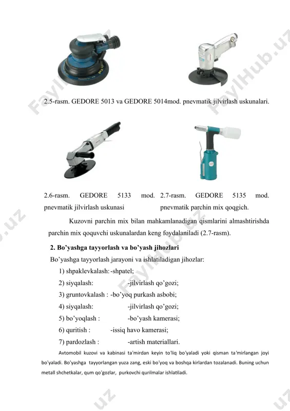 avtomobil kuzovini ta’mirlash jihozlari - Page 5