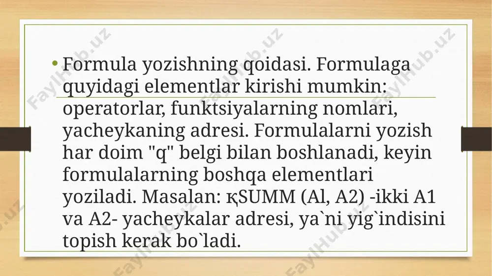 microsoft excel elektron jadval muharririda formulalar bilan ishlash - Page 3