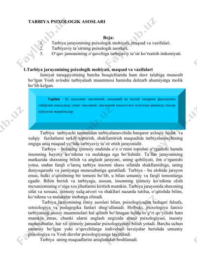 tarbiya psixologik asoslari — DOCX