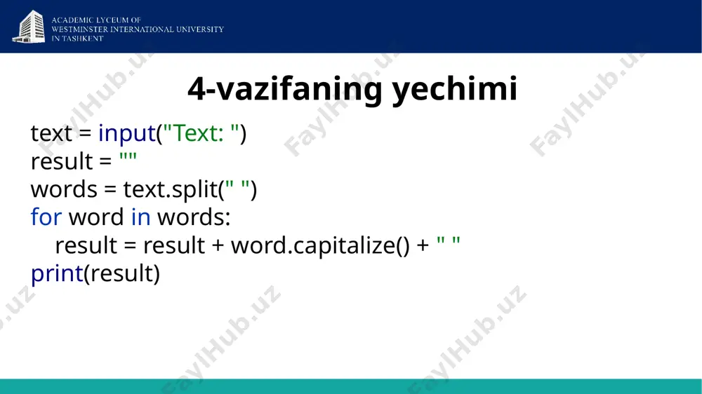 python dasturlash tilida ustozning dars yoki vazifalari - Page 4