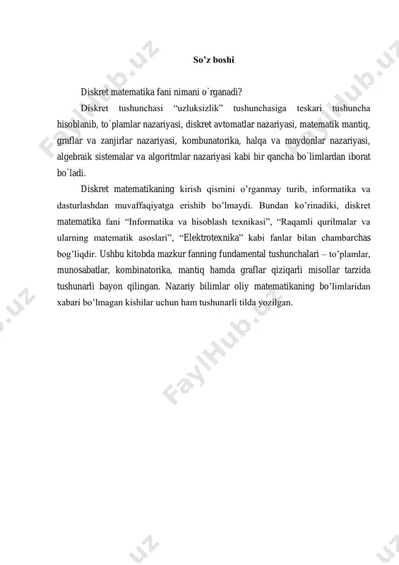 . asosan g.kantorning hizmatlari katta bo`ldi, shuning uchun ham ko`pgina tushunchalar uning nomi bilan bog`liq. keyinchalik to`plamlar nazariyasi rivojiga ingliz matematigi, mantiqchi va faylasuf al`fred nort uaytxed (1861-1947 yy), golland matematigi, hissiy matematika asoschisi leytzen egbert yan brauer (1881-1966 yy), nemis matematigi, fizik va faylasufi german veyl (1885-1955 yy), amerikalik matematik, mantiqchi va faylasuf xaskell bruks karri (1900-1998 yy), ingliz matematigi bertran rassel (1872-1970 yy) va boshqalar hissa qo`shdilar. j. adamar (1865-1963 yy) va a. gurvitslar 1897 yilda i xalqaro matematiklar kongressida nutq so`zlab, turli matematik jumboqlarni yechishda to`plamlar nazariyasining tadbiqlariga doir bir qancha misollarni keltirishdiki, natijada to`plamlar nazariyasi matematikaning alohida bo`limi sifatida rasman tan olindi. hozirda o’zbek matematiklari ham to’plamlar algebrasi yo’nalishi bo’yicha katta izlanishlar olib borishmoqda. o’zfa akademiklari sh. a. ayupov, sh. a. alimov va ularning ko’plab shogirdlari mazkur fanga o’z hissalarini qo`shishmoqda. to‘plаm tushunchаsigа birinchi bo‘lib 1896 yilda g. kantor tа’rif bergan: ta`rif: to‘plаm bu birgаlikdа deb …